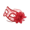 thumbnail image 1 of Unique Bargains 1 Pce Masque Demi-Visage en Dentelle Florale pour Fête Masquée Rouge, 1 of 5