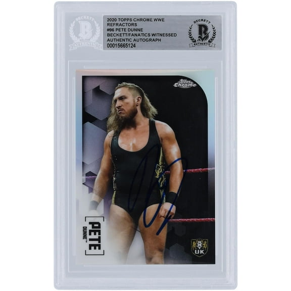 Pete Dunne WWE Autographed 2020 Topps Chrome Refractors #96 Beckett Fanatics Witnessed Authenticated Card - Fanatics Authentic Certified