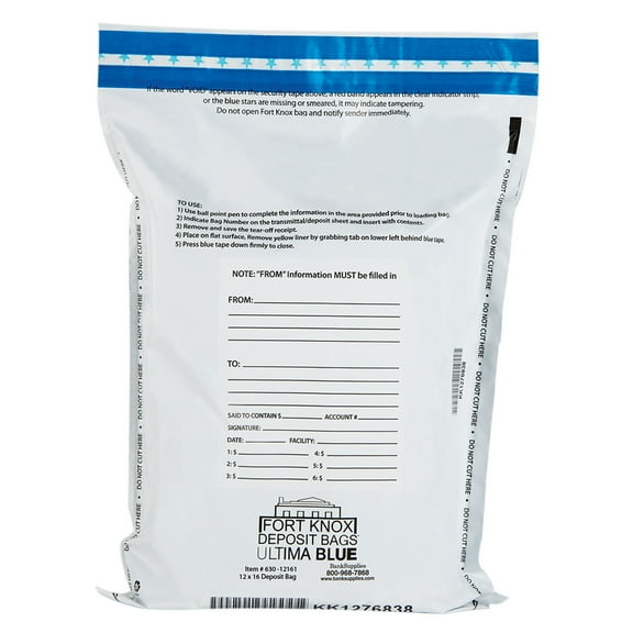 12Wx16H Ultima Blue Our Biggest White Ultima Blue Deposit Bags - 100/Box