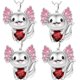 thumbnail image 1 of Cadenas Modernas AxolotlNeck08 4Pzas Ajolote/Corazón Plata/Rojo Metal Cadena y Dije., 1 of 4