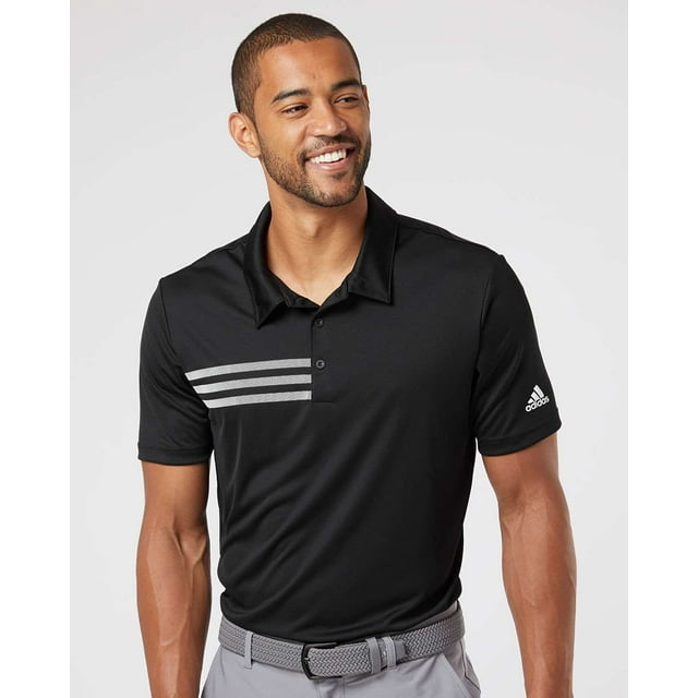 Adidas Mens 3-Stripes Chest Polo, L, BlackWhite