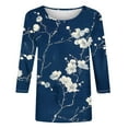 thumbnail image 4 of Oalirro Navy 2024 New Condition 3/4 Sleeve Tops for Women Winter Casual Round Neck Three-Quarter Sleeve Top XXL, 4 of 4