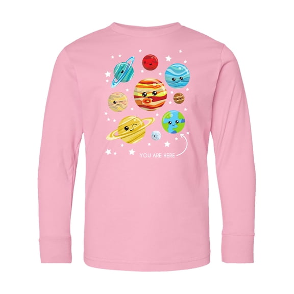 Inktastic Cute Planets, Kawaii Planets, Space, Cosmos, Stars Long Sleeve Youth T-Shirt