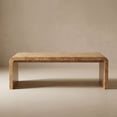 thumbnail image 5 of Dayalane 47" Mid Century Modern Rectangular Burl Wood Coffee Table, Minimalist Waterfall Center Table, Large Sofa Table with Rounded Edges for Living Room, 5 of 11