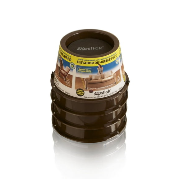 Slipstick 2" Tall Premium Furniture Riser, Chocolate Brown, Set of 4