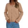 thumbnail image 2 of Women Knit Cardigan Sweaters Fall Fashion Long Sleeve Open Front Button Down Trendy Casual Jacket Winter Clothes Khaki S, 2 of 7