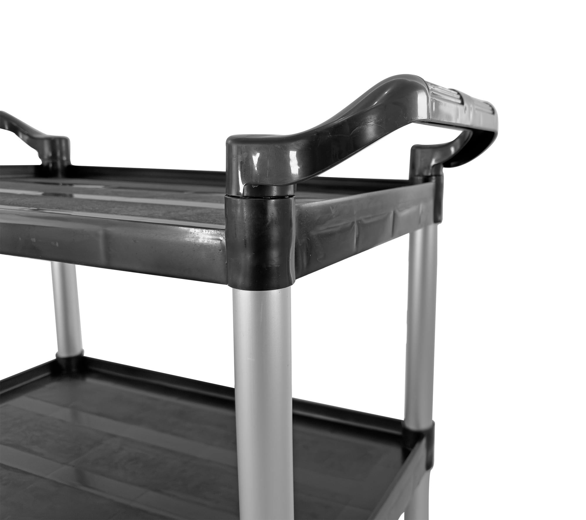 Commercial 3-Shelf Rolling Service Utility Cart | Capacity 390 lbs. | 37" x 34" x 16" | Black