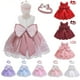 thumbnail image 2 of Vestido infantil de encaje de color a juego para bebé de un año, vestido de noche de princesa con lazo, 2 of 6
