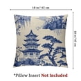 thumbnail image 4 of Acheng  Chinoiserie Trees House Tower Blue Throw Pillow Cover,Cushion Case Outdoor Decoration for Sofa Couch Farmhouse  Set of 2(Two Sides Print) 24x24in, 4 of 7