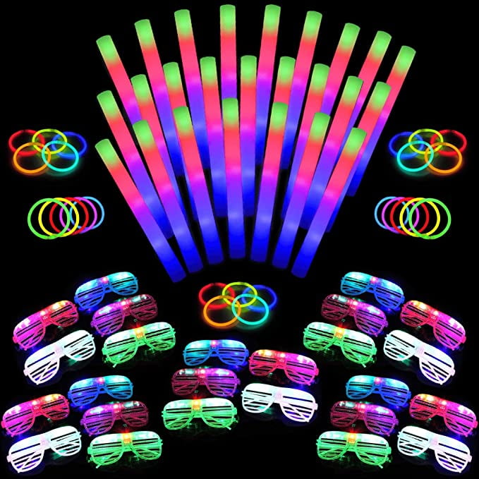 Uventet frisør trug Toysery Glow In The Dark Party Supplies - 140 Pieces Light Up Glasses, Foam  Light Sticks and Neon Glow Sticks LED Light Up Party Favors and Accessories  - Walmart.com