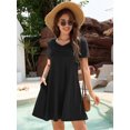 thumbnail image 2 of Chiclily Women's Summer Dress Black Large Casual Short Sleeve V Neck T Shirt Dresses with Pockets, 2 of 6