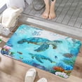 thumbnail image 3 of Sea Turtle Bathroom Rugs, Blue Ocean Underwater Turtle Octopus Fish Coral Beach Bath Mat, Marine Life Aquatic Plant Coastal Nautical Outdoor Rug, Soft Non Slip Floor Rugs for Living Room, 17x29, 3 of 5