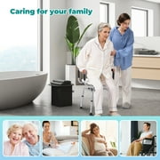 Naipo 360° Swivel Shower Chair for Elderly & Disabled - Adjustable Height Bath Chair with Armrests, Backrest & Non-Slip Seat - 300 lbs Capacity, White