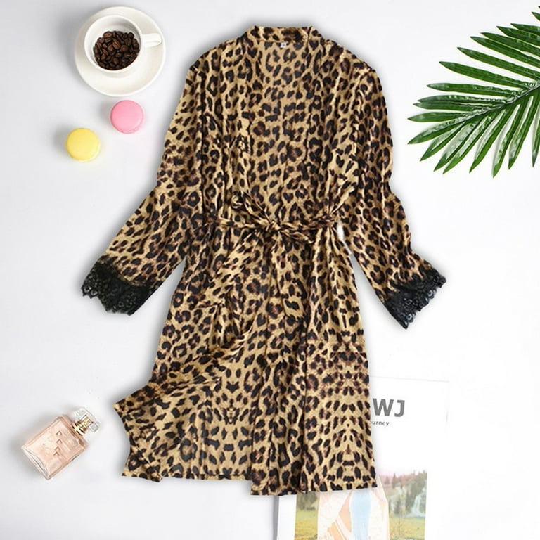 brown leopard print dressing gown Fierce Lady Robe Set  All Occasions LLC