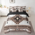 thumbnail image 2 of jejeloiu Western Tribal 7-Piece Twin Bedding Sets,Retro Aztec Geometric Bedding Comforter Set,Brown White Sheet Sets For Adult,Microfiber Bedroom Decor Reversible, 2 of 8