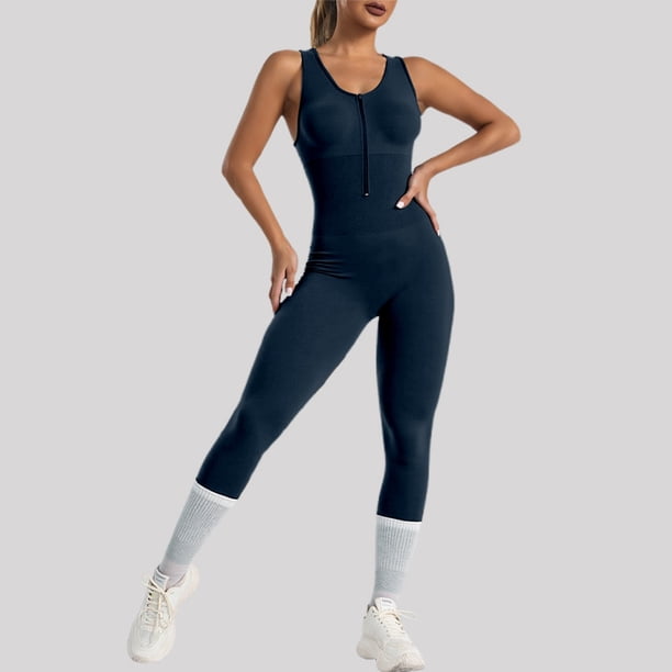 WILLBEST Mono de Entrenamiento para Mujer, de Manga Larga, con Cremallera Frontal Y Espalda Descubierta, Elástico, Deportivo, para Yoga, Running, Ropa Informal Cómoda. Chica