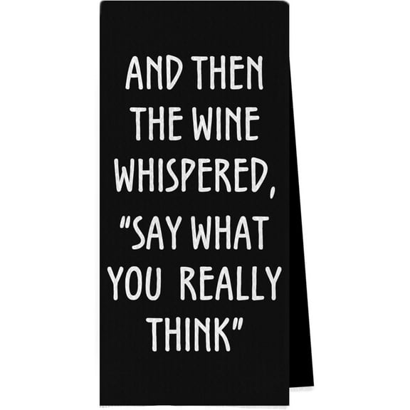 Wine Lovers Dish Towel Set of 2 Funny Wine Gifts Decorative Kitchen Towels, Tea Towel, Hand Towel, Housewarming Gift,16×24 Inches