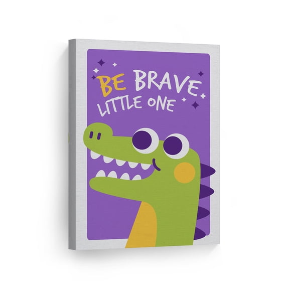 Smile Art Design Be Brave Little One Quote Wall Decor Purple Background Canvas Wall Art Print Kids Room Decor Baby Room Decor Nursery Decor Made in the USA- 40x30
