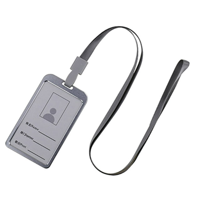 Vertical Style Aluminum Alloy Name Card Case Business Work Card Badge Holder with Lanyard