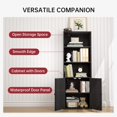 thumbnail image 5 of oneinmil 5-Tier Bookshelf and Bookcase, Wooden Bookshelves with Cabinet Doors, Floor Bookshelves and Office Storage Cabinets for Home Office, Living Room (Black 1 Pack, 5-Tier), 5 of 12