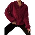 thumbnail image 2 of Jacket Women Oversized Zip Up Fall Jackets Winter Coats Faux Fur Warm Outwear 2025 Fashion Clothing Wine Red M, 2 of 6