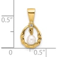 thumbnail image 4 of 14K Yellow Gold 3-4Mm Teardrop White Fwc Pearl And .01Ct Diamond Pendant (Width 8.6) (Length 16.75) - Jbsp, 4 of 5