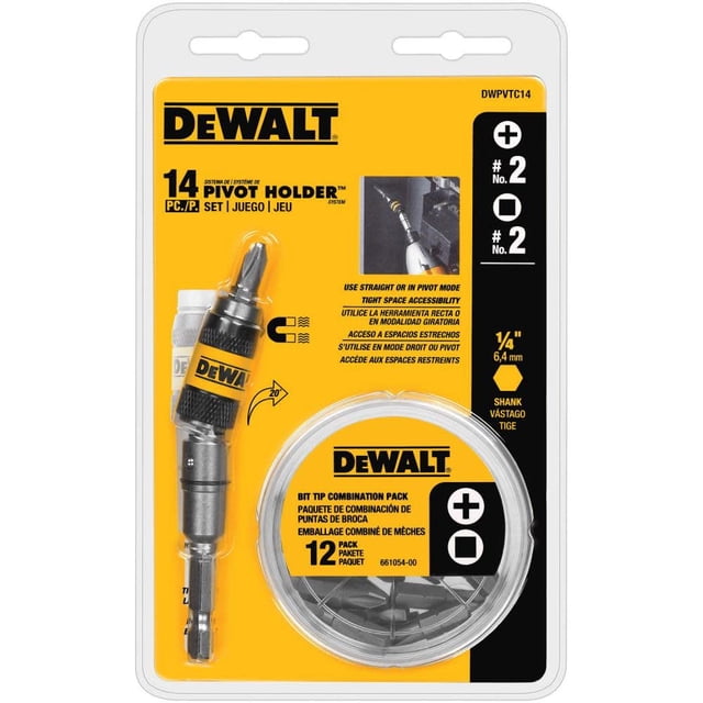 Juego de soportes pivotantes DEWALT DWPVTC14 de 14 piezas con carga rápida