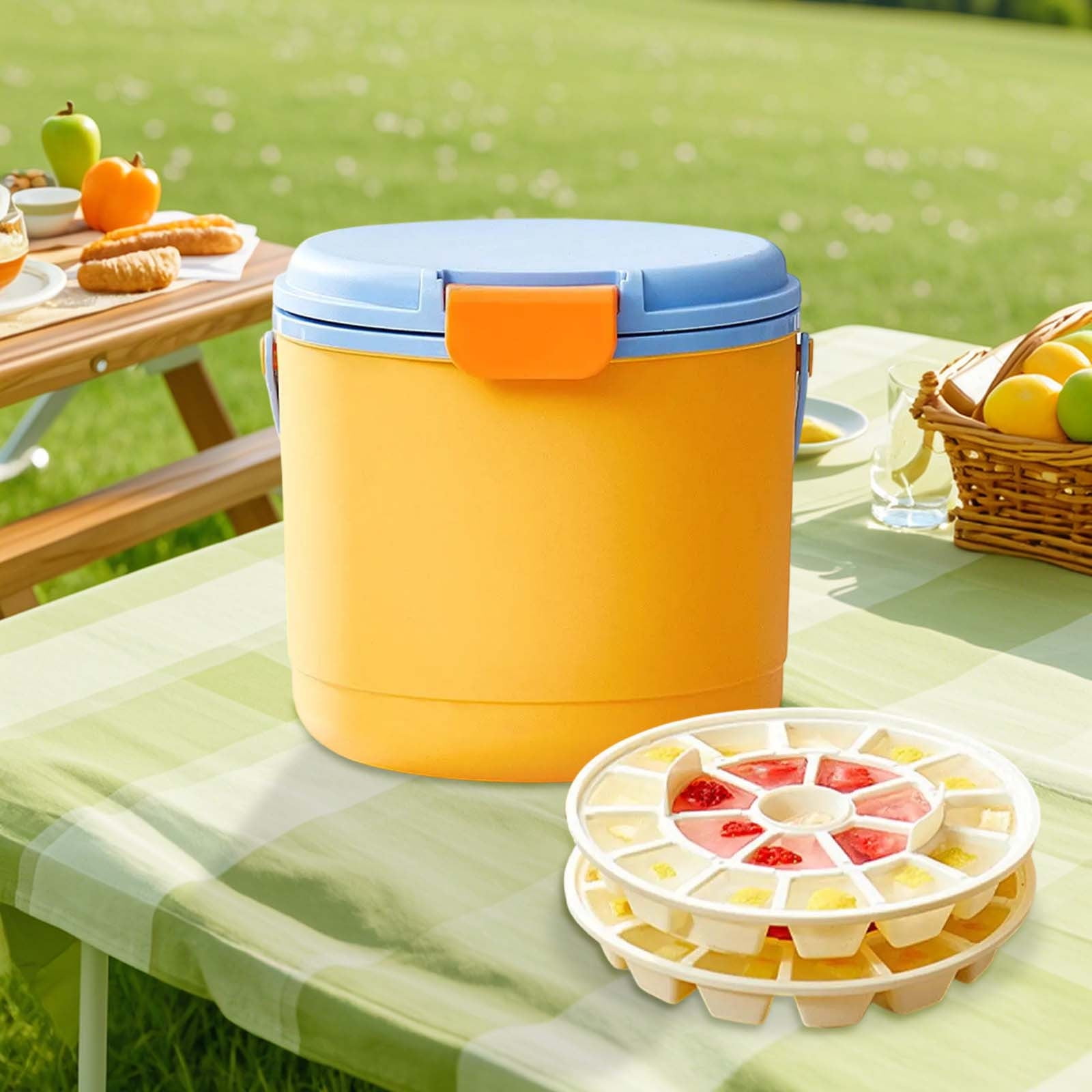 Aodebiao Insulated Ice Bucket for Outdoor Camping, 5-Quart Portable Cooler with Handle, Durable Plastic Ice Storage for Picnics, Backyard Parties, Beach & Home Bar Use
