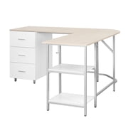 Techni Mobili L-Shape Home Office Desk with Storage, Sand RTA-739DL-SND