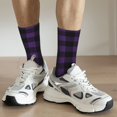 thumbnail image 6 of Haiem Purple Black Plaid Pattern Crew Socks – Soft & Durable Moisture-wicking Socks, Stay-Up Fit for Business, Work, and Casual Wear Size 5-11, 6 of 6