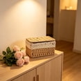 thumbnail image 4 of FSAGAE Natural Woven Storage Basket with Lid Small for Bedroom Living Room Kitchen Organizer Beige, 4 of 5