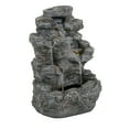 thumbnail image 5 of Outdoor Water Fountains 5-Tiered Concrete Tall Slim Fountain, 23.85"H –LED-Lit Column, Space-Saving Modern Outdoor Accent, All-Weather Resistant,Tiered Outdoor Water Fountain, 5 of 13