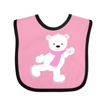 Inktastic Polar Bear, White Bear, Ice Skating Bear, Scarf Boys or Girls Baby Bib
