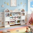 thumbnail image 2 of Vabches Kids Bookshelf with 8 Toy Bins, Castle Shape Bookcase with 2 Doors and 6 Cube, Toy Storage Organizer for Playroom Bedroom Kidsroom, 2 of 8