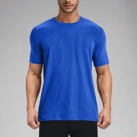 S-4X Plus Size T Shirts for Men Big & Tall Short Sleeve Tshirts Shirt Mens Casual Solid Color Pullover Stretchy Slim Athletic Workout Tees Tops