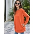 thumbnail image 4 of Women Sweatshirts Trendy Fleece Crewneck Sweatshirt Casual Loose Pullover Tops Comfy Fall Outfits Orange S, 4 of 7