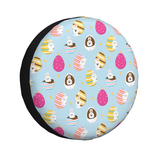 Fotbe Happy Easter Funda de Llanta de Repuesto con Estampado, Engrosada, Ajuste Universal para Jeep, Remolque, RV, SUV, Camión-17 inch