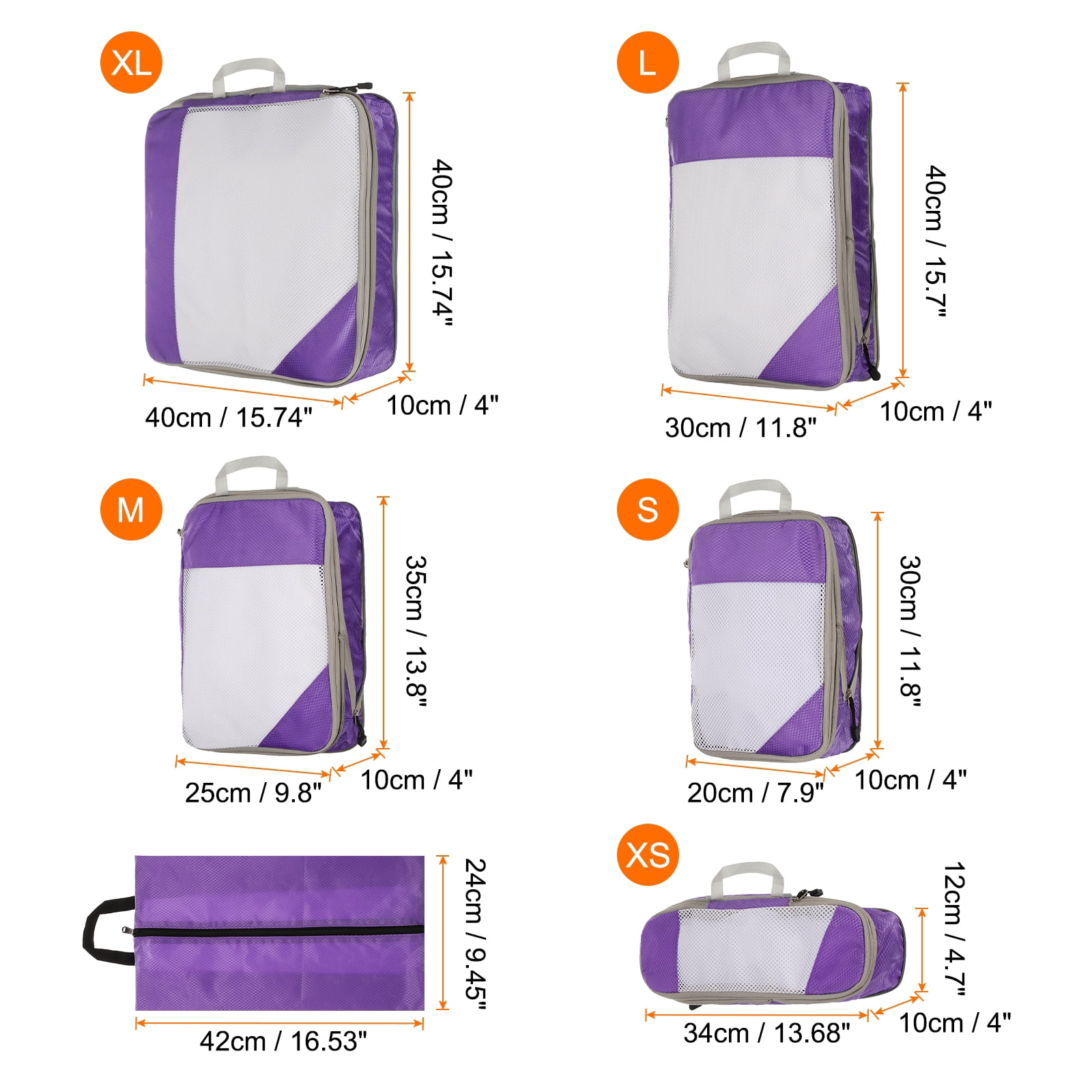 Uxcell 6pcs Compression Packing Cube for Suitcases Lightweight Travel Essentials Luggage Organizers Bags, Purple