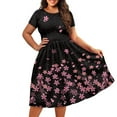 thumbnail image 3 of SCRAWLGOD Galaxy Cherry Blossom Dress Plus Size 4XL Women Casual Midi Dresses with Sleeves Lightweight Short Sleeve Swing Dresses Wide Neck Summer Swing Dress for Parties, 3 of 7