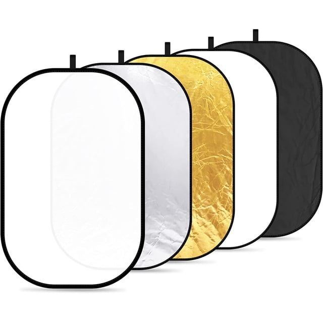 1 PCS Discos reflectores de luz redondos plegables portátiles 5 en 1 para cámara - translúcido / plateado / dorado / blanco / negro