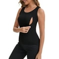 thumbnail image 4 of INSPIRE CHIC Women's Zippers Nursing Relaxed Fit Tank Wide Straps U-Neck Long Postpartum Vest M Black, 4 of 5