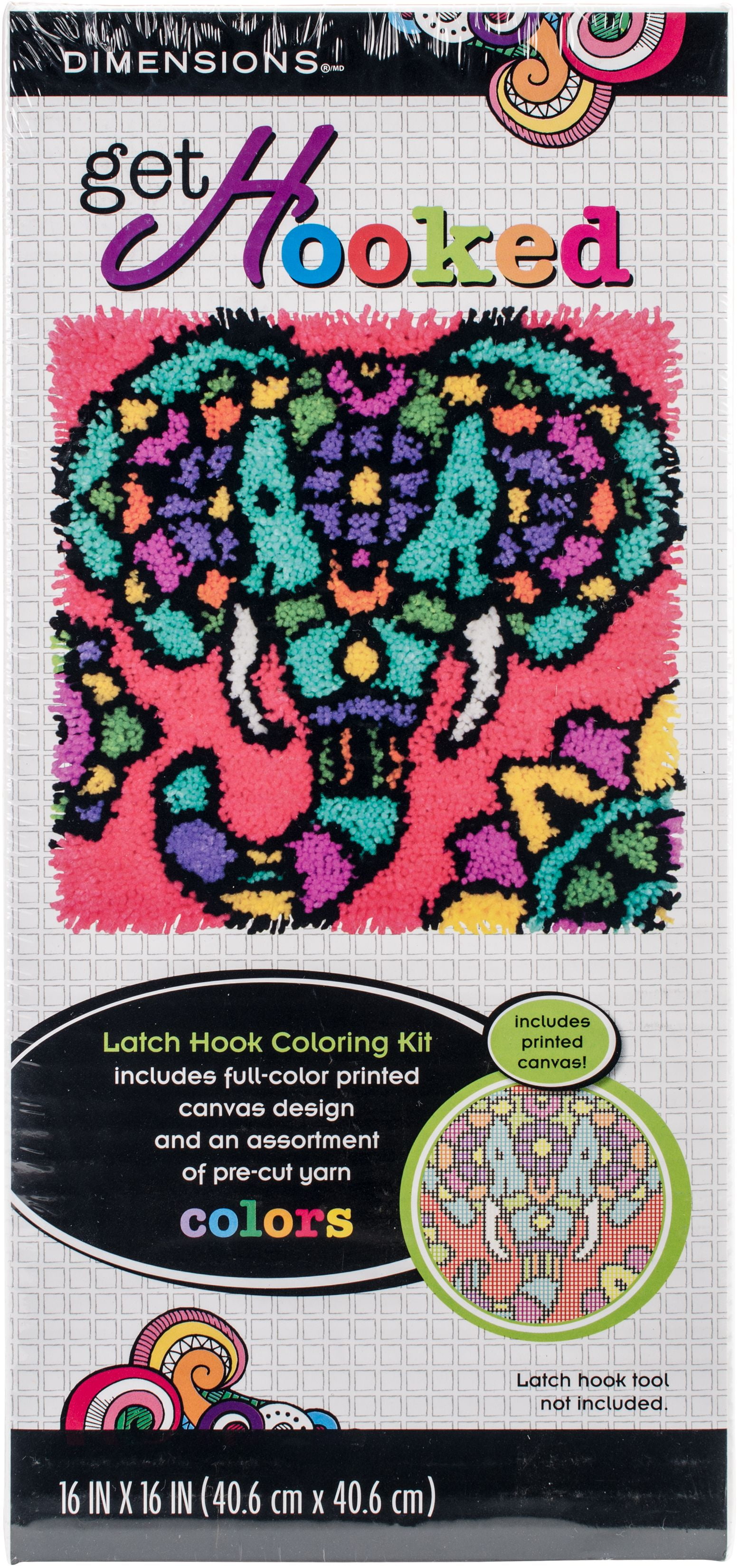 Dimensions Colorful Latch Hook Kit 16"X16" Elephant