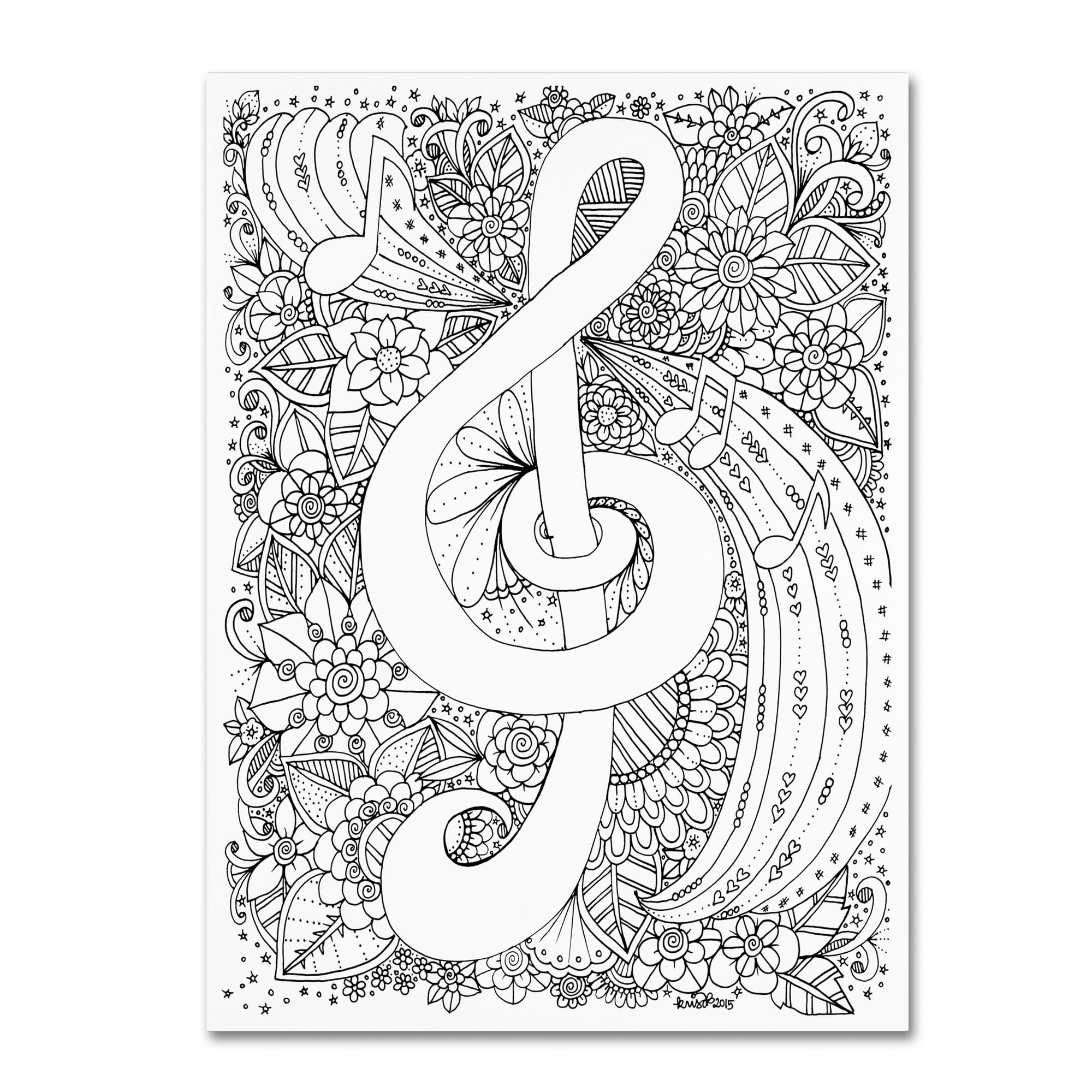 KCDoodleArt 'J-Clef Doodle' 14 x 19 Canvas Art