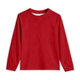 thumbnail image 4 of Teen T Shirts for Boys Red Long Sleeve T-Shirt with Pockets Girls Basic Crewneck Tops Fall Clothes Boy T-Shirts Size 11-12 Years, 4 of 5