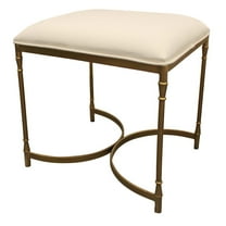 Honeyville Stool with Ivory Fabric Cushion Top and Antique Brass Base
