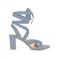 thumbnail image 3 of BLISSFUL STEP Women's Open Toe Crisscross Lace Up Block Heel Sandals Haze Blue 7, 3 of 7