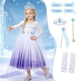 thumbnail image 2 of Benylion Girls Snowflake Princess Dress with Cape Ice-Queen Themed Costume Gown Toddler Halloween Cosplay Fancy Outfit for 7-8 Years, 2 of 9