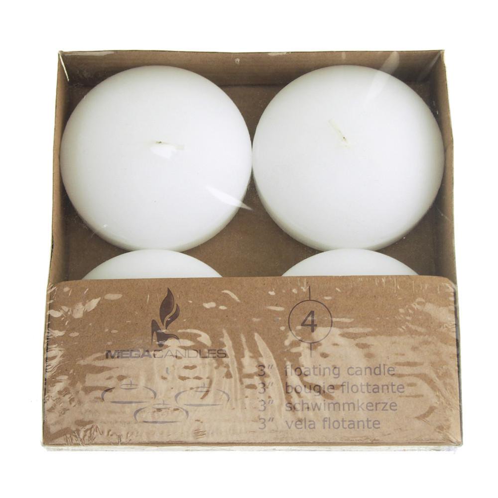Unscented Floating Round Candles, White, 3Inch, 4Piece