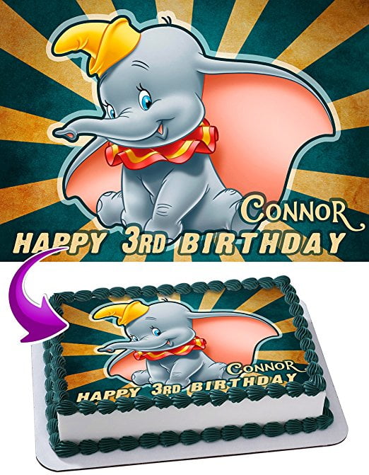 Dumbo Cake Image Personalized Topper Edible Image Cake Topper