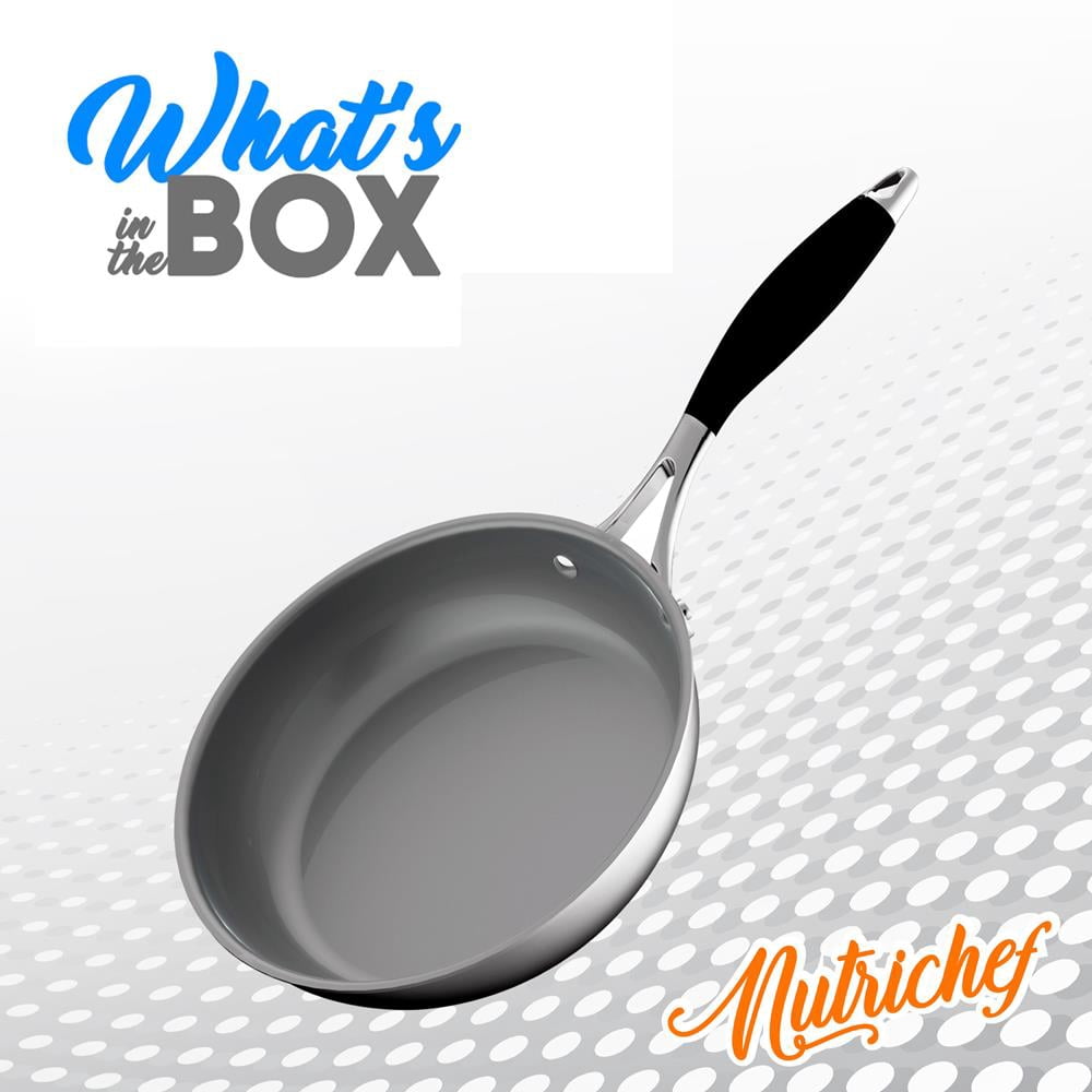 NutriChef 8'' Stain-Resistant Frying Pan Kitchen Cookware w/ Durable Ceramic Non-Stick Coating